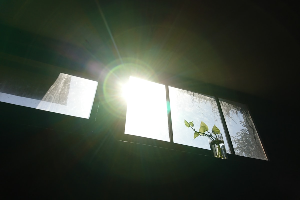 Sunlight streaming through window to regulate circadian rhythm