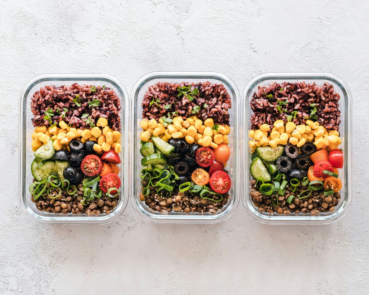 Healthy meal prep containers with fruit salad