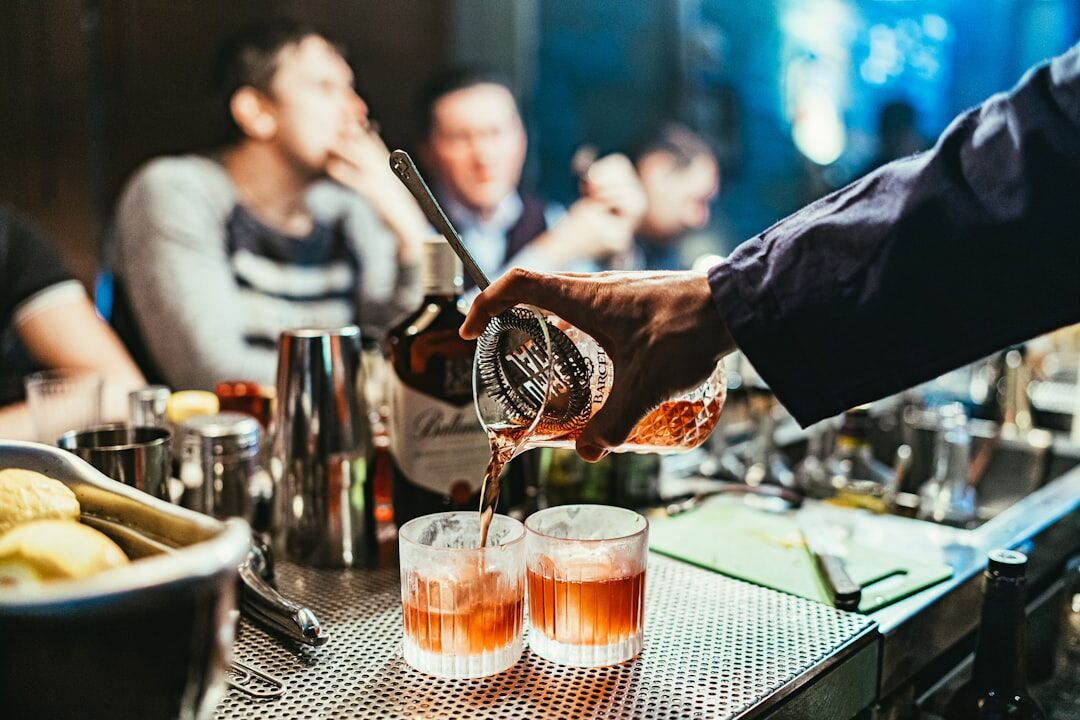 Cocktails and drinks on a bar counter - social life fitness balance